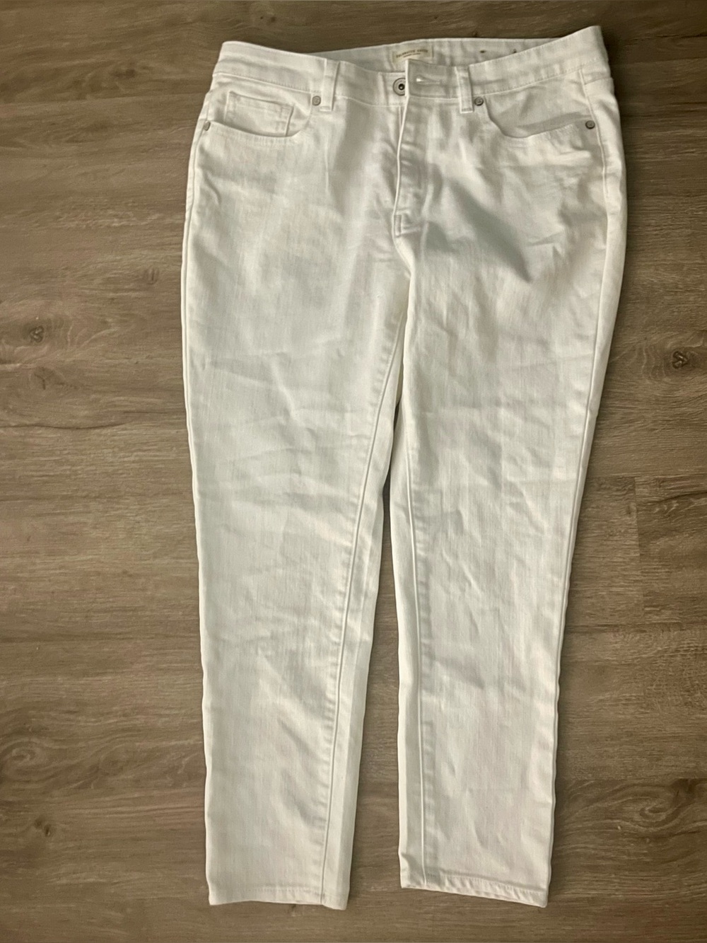 Coldwater Creek White Cropped Jeans Size 12 Stretch Mid Rise Ankle Pants